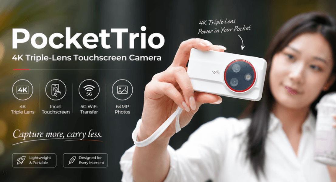 PocketTrio 4K: Akıllı Telefonlara Kafa Tutan Yeni Nesil Üç Lensli Vlogger Kamerası