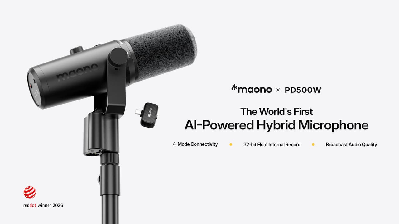 Maono PD500W: 32-Bit Float ve Yapay Zeka Destekli Dünyanın İlk Hibrit Mikrofonu Duyuruldu
