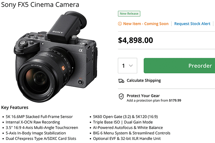 Sony FX5 Gönderimleri Kalite Kontrol Sorunları Nedeniyle Erteleniyor